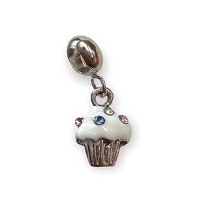 Silver Cupcake Rhinestone Sprinkles Charm